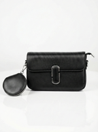 Ribbed Texture Flap Crossbody Bag with Detachable Pouch – Midnight Black