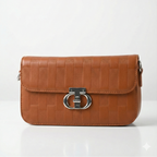 Dual-Texture Flap Crossbody Bag