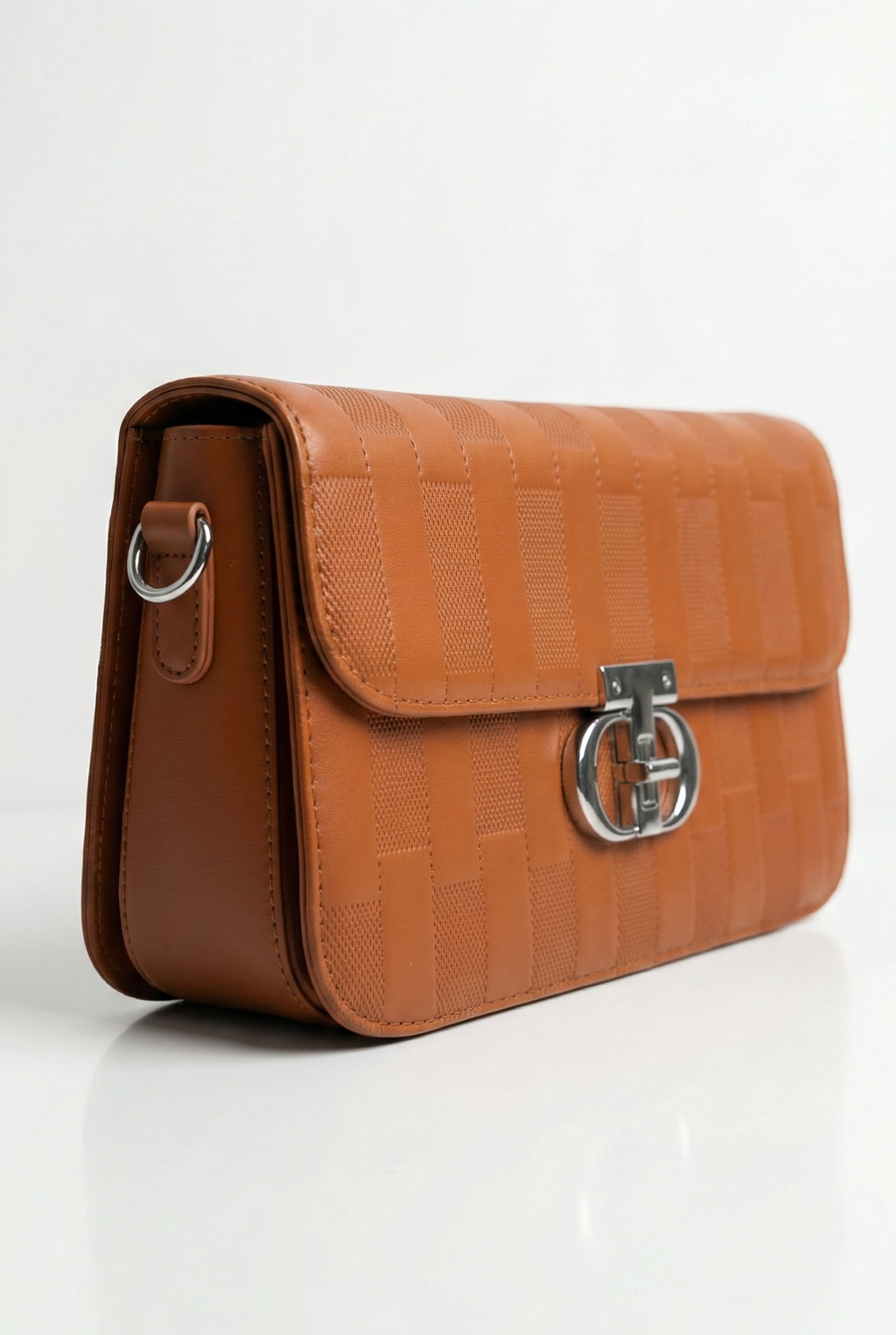 Dual-Texture Flap Crossbody Bag