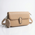 Ribbed Texture Flap Crossbody Bag with Detachable Round Pouch