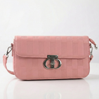 Dual-Texture Flap Crossbody Bag - Pink